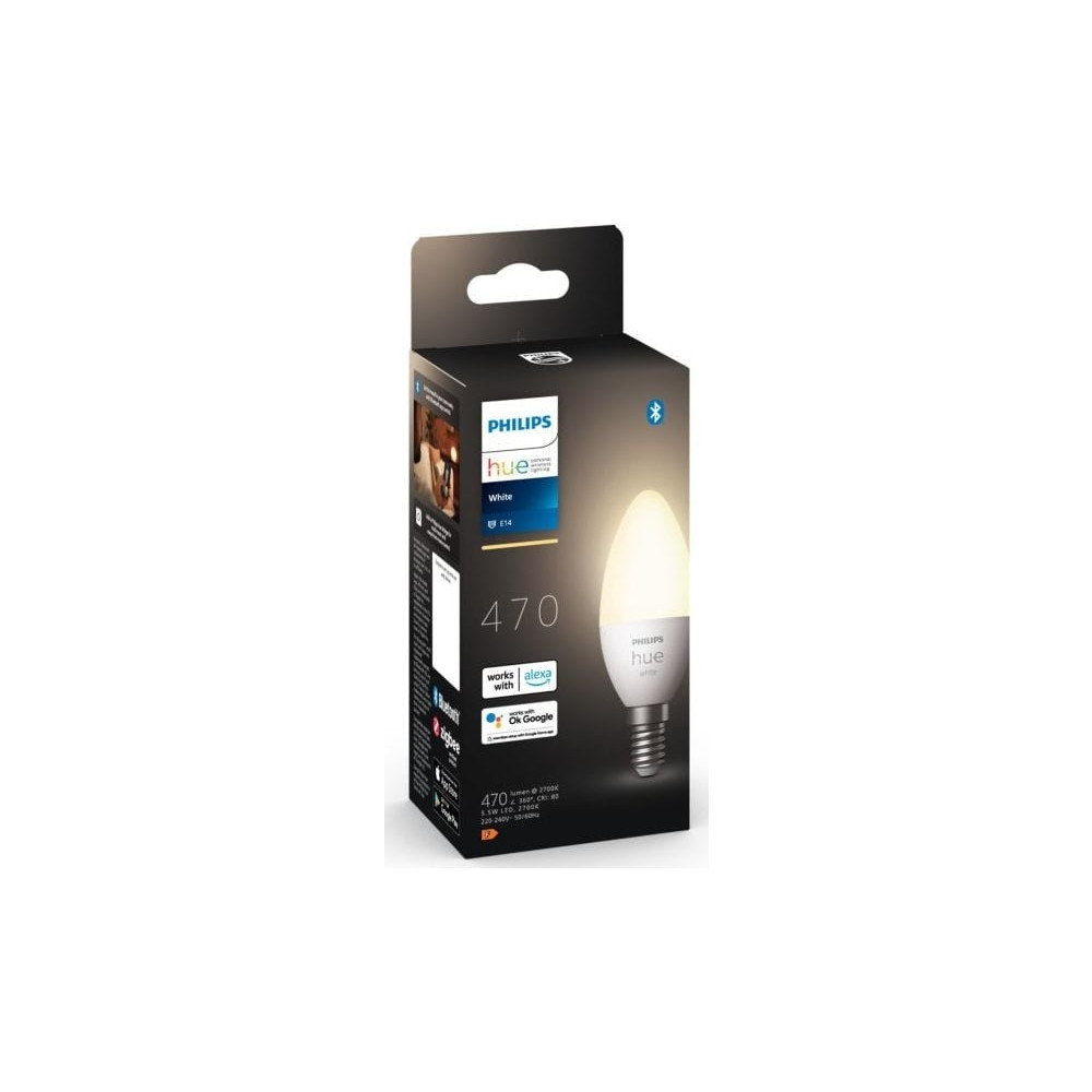 Produktbild för Philips Hue White - LED-glödlampa - form: ljus - E14 - 5.5 W - mjukt varmt vitt ljus - 2700 K