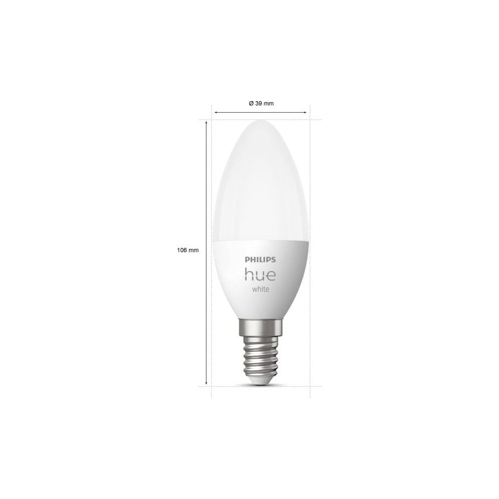 Produktbild för Philips Hue White - LED-glödlampa - form: ljus - E14 - 5.5 W - mjukt varmt vitt ljus - 2700 K