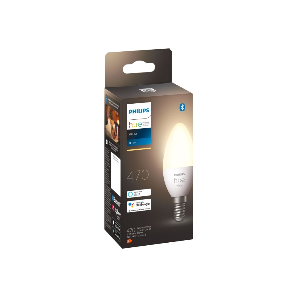 Produktbild för Philips Hue White - LED-glödlampa - form: ljus - E14 - 5.5 W - mjukt varmt vitt ljus - 2700 K