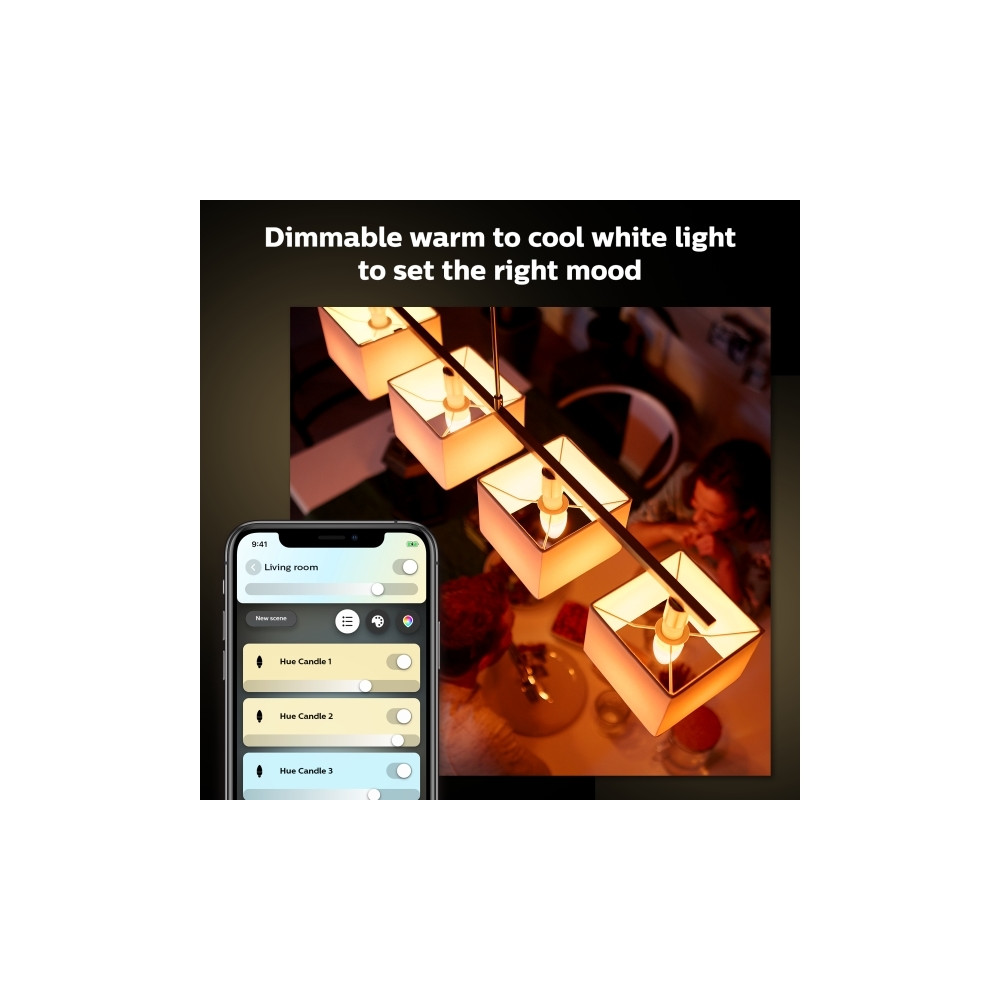 Produktbild för Philips Hue White - LED-glödlampa - form: ljus - E14 - 5.5 W - mjukt varmt vitt ljus - 2700 K