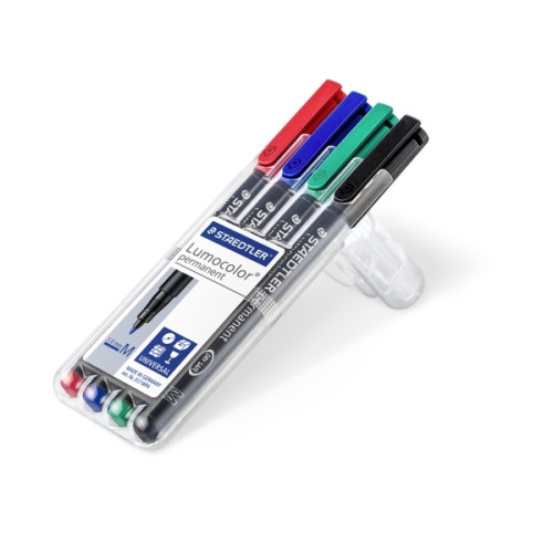STAEDTLER STAEDTLER Lumocolor 317 - markering - svart, röd, blå, grön (paket om 4)