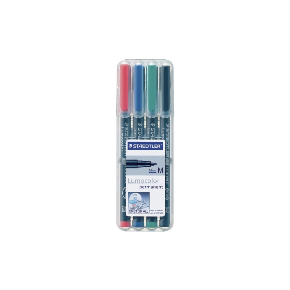 Produktbild för STAEDTLER Lumocolor 317 - markering - svart, röd, blå, grön (paket om 4)