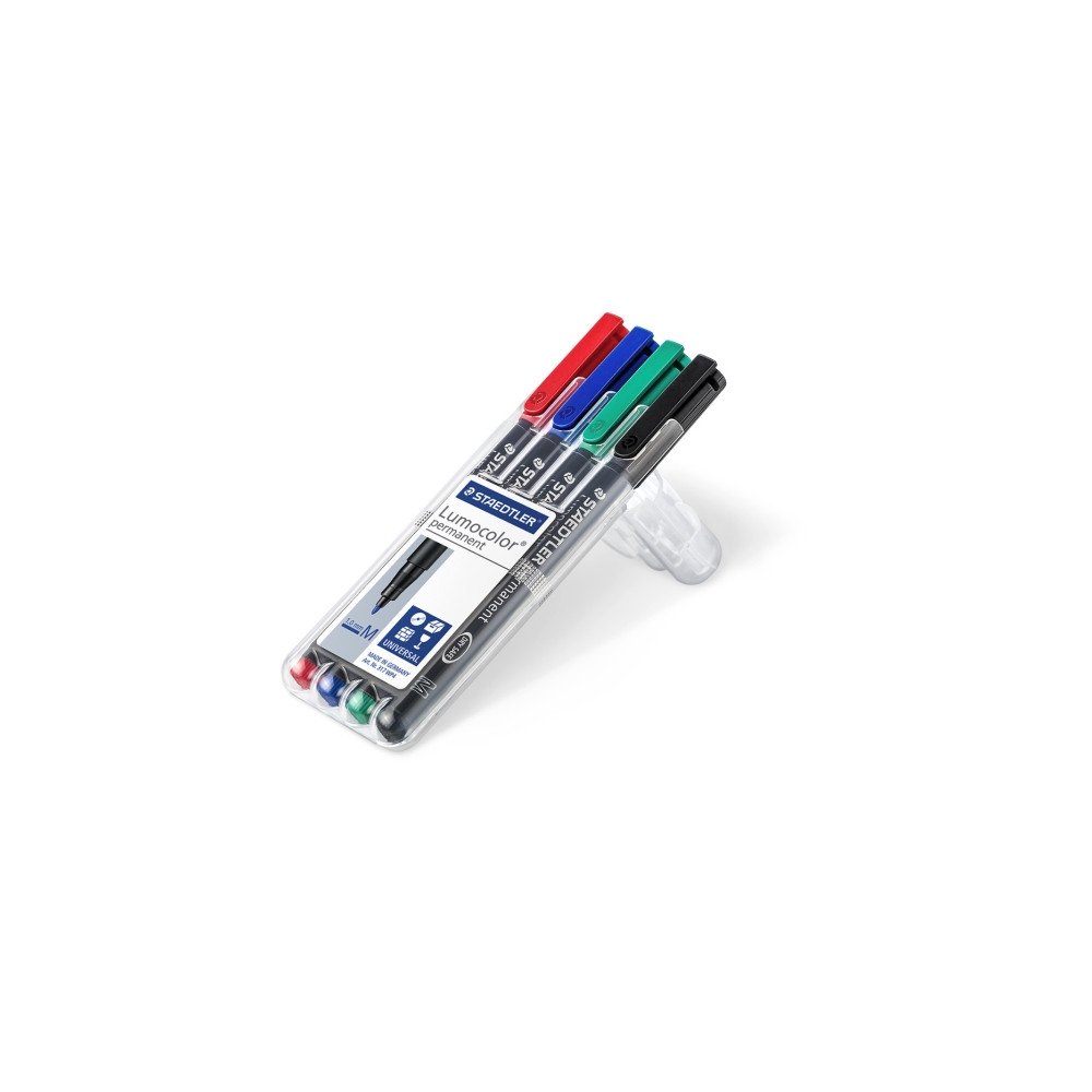 Produktbild för STAEDTLER Lumocolor 317 - markering - svart, röd, blå, grön (paket om 4)