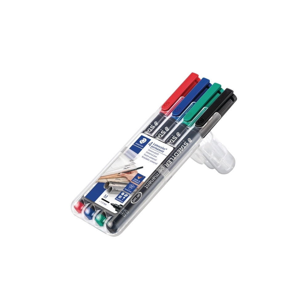 Produktbild för STAEDTLER Lumocolor 317 - markering - svart, röd, blå, grön (paket om 4)