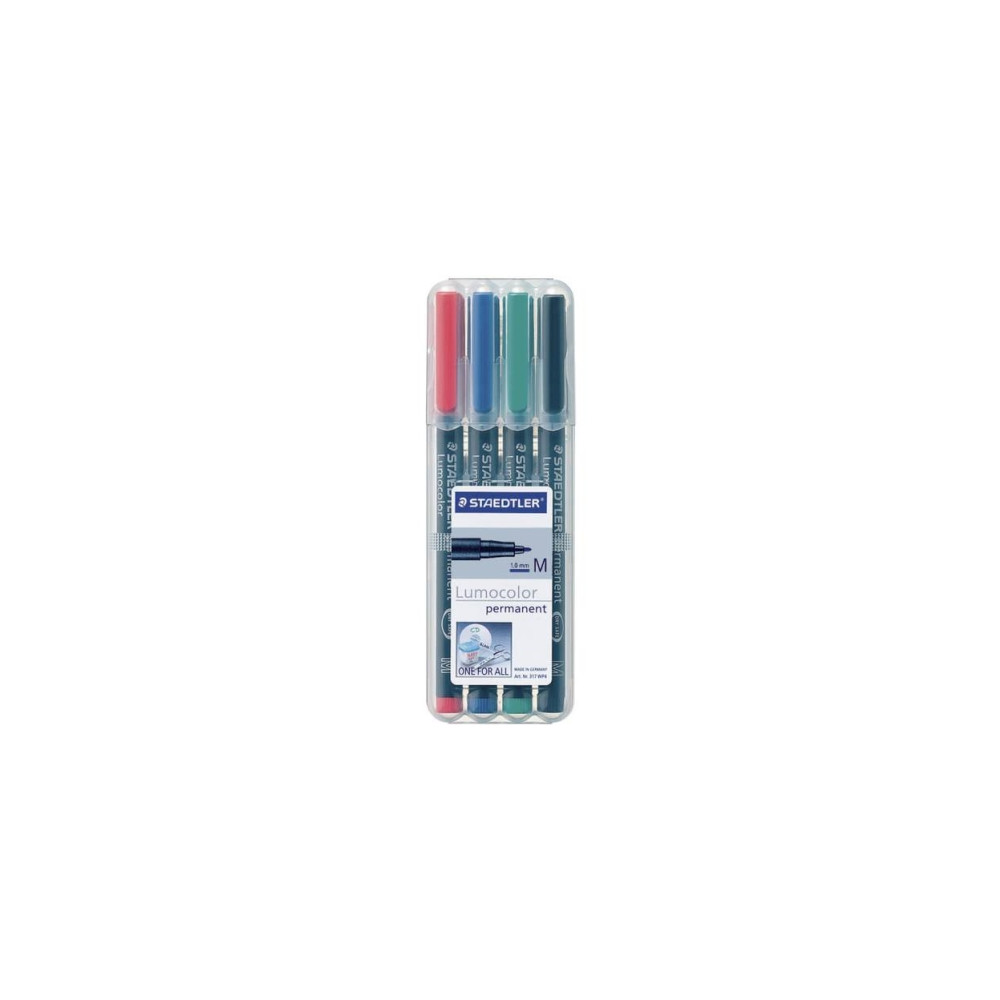 Produktbild för STAEDTLER Lumocolor 317 - markering - svart, röd, blå, grön (paket om 4)