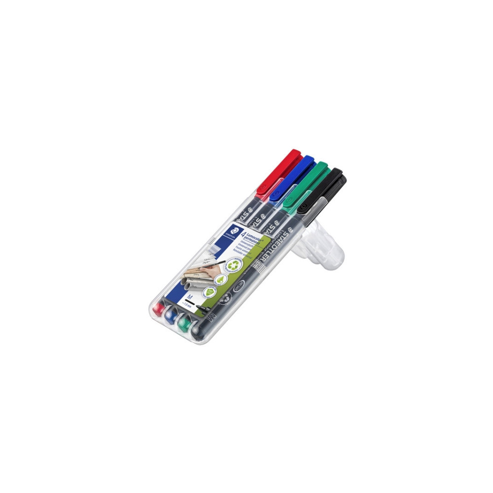 Produktbild för STAEDTLER Lumocolor 317 - markering - svart, röd, blå, grön (paket om 4)