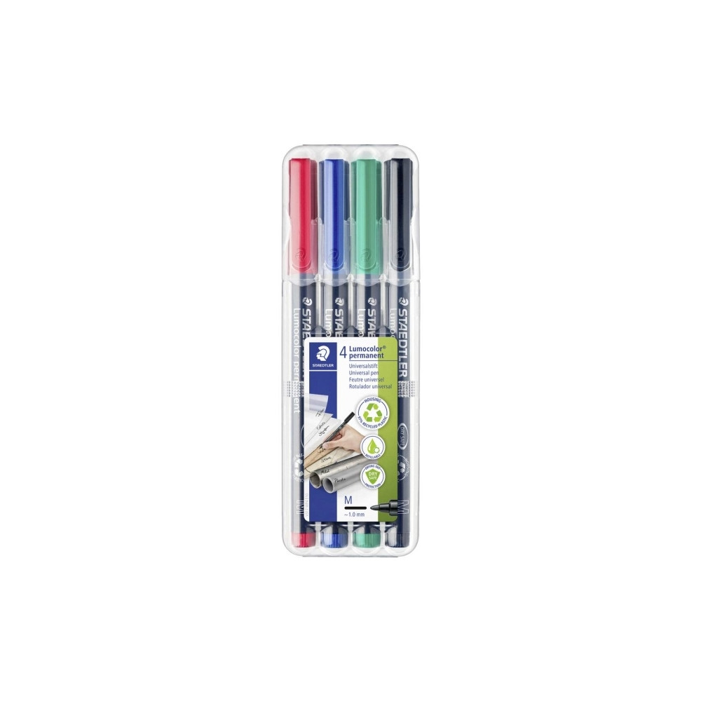 Produktbild för STAEDTLER Lumocolor 317 - markering - svart, röd, blå, grön (paket om 4)
