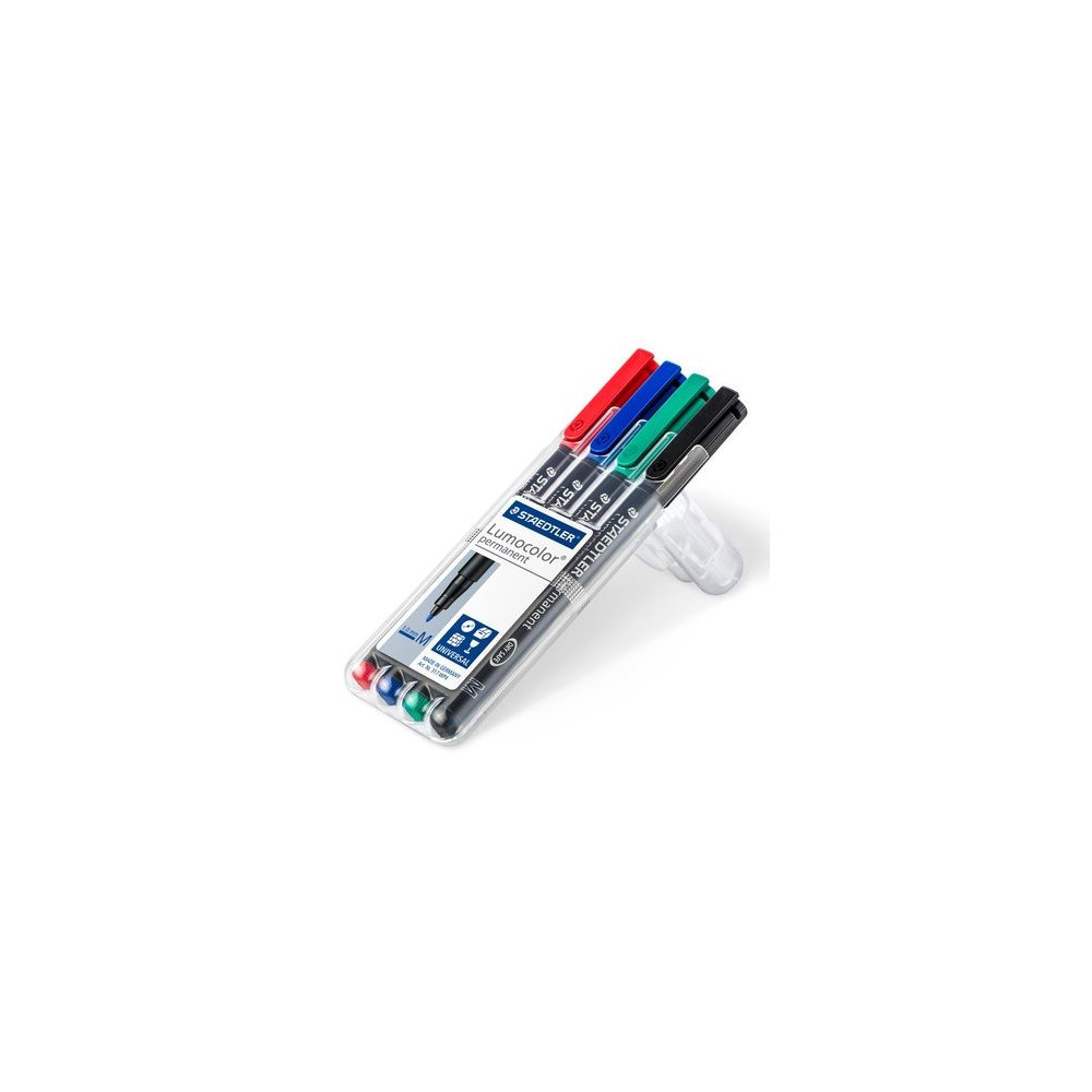 Produktbild för STAEDTLER Lumocolor 317 - markering - svart, röd, blå, grön (paket om 4)