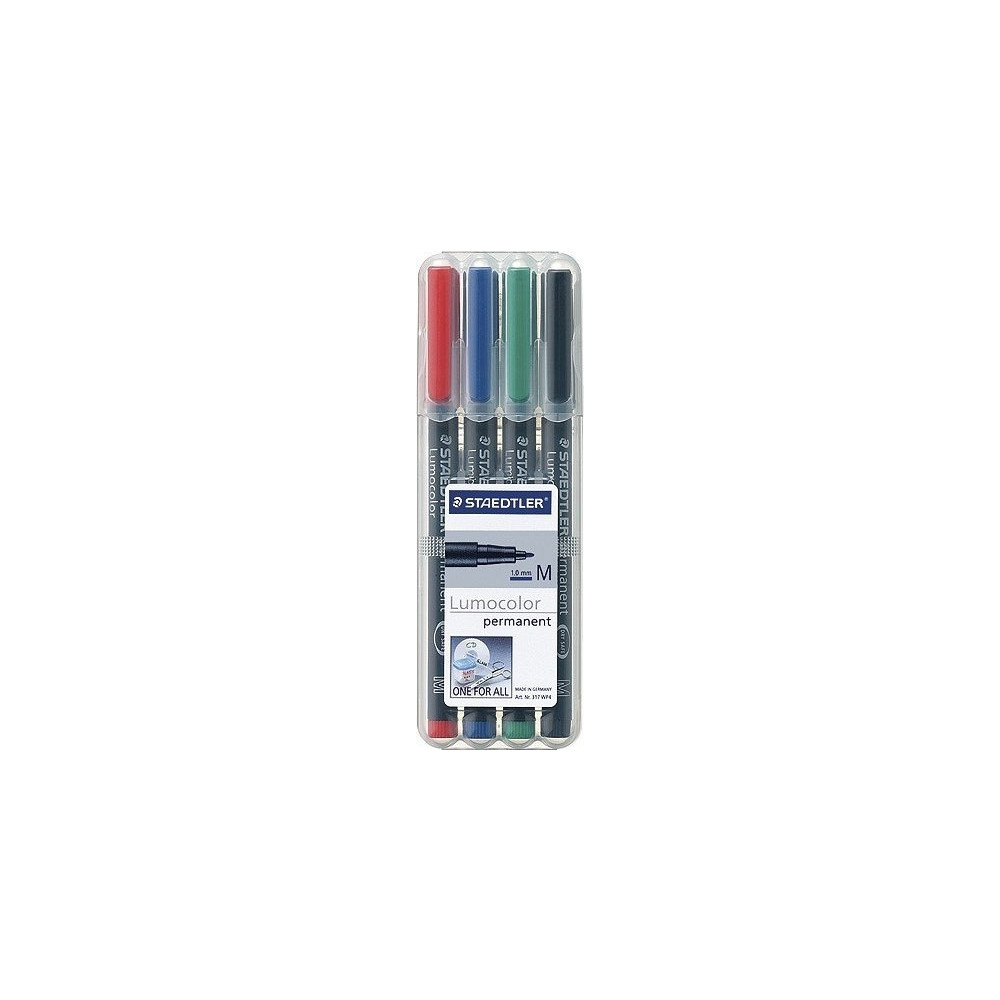 Produktbild för STAEDTLER Lumocolor 317 - markering - svart, röd, blå, grön (paket om 4)