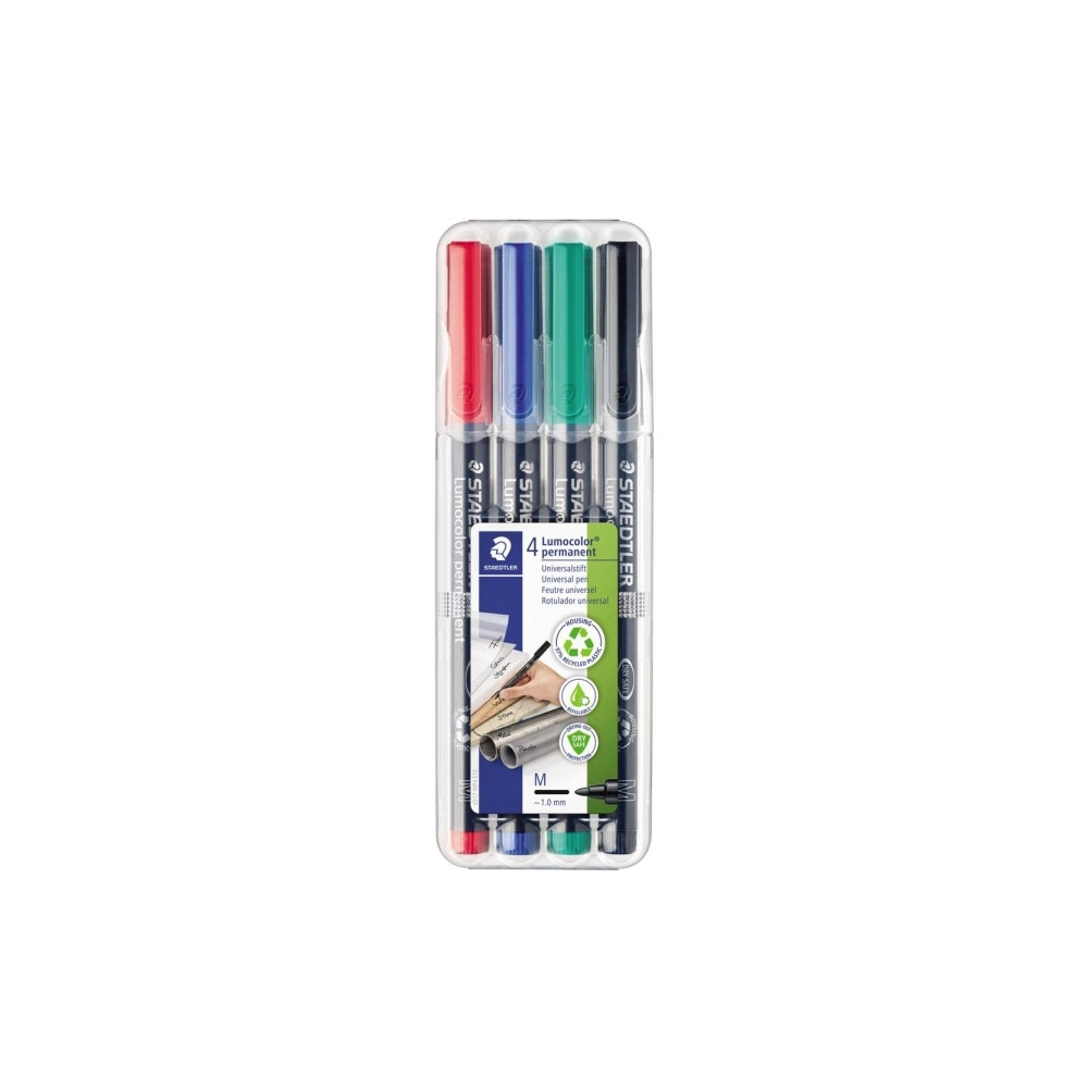 Produktbild för STAEDTLER Lumocolor 317 - markering - svart, röd, blå, grön (paket om 4)