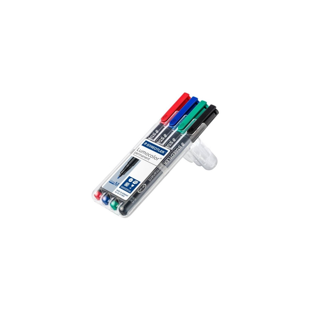 Produktbild för STAEDTLER Lumocolor 317 - markering - svart, röd, blå, grön (paket om 4)