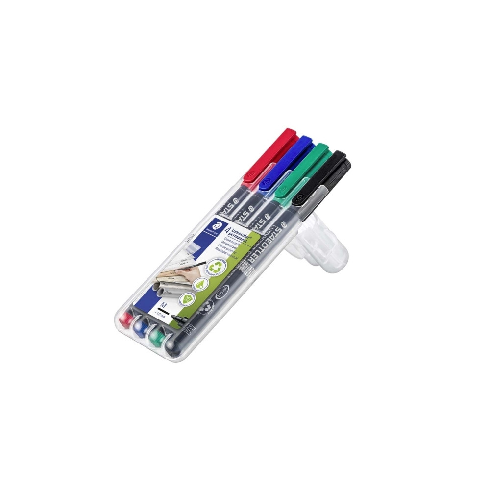 Produktbild för STAEDTLER Lumocolor 317 - markering - svart, röd, blå, grön (paket om 4)