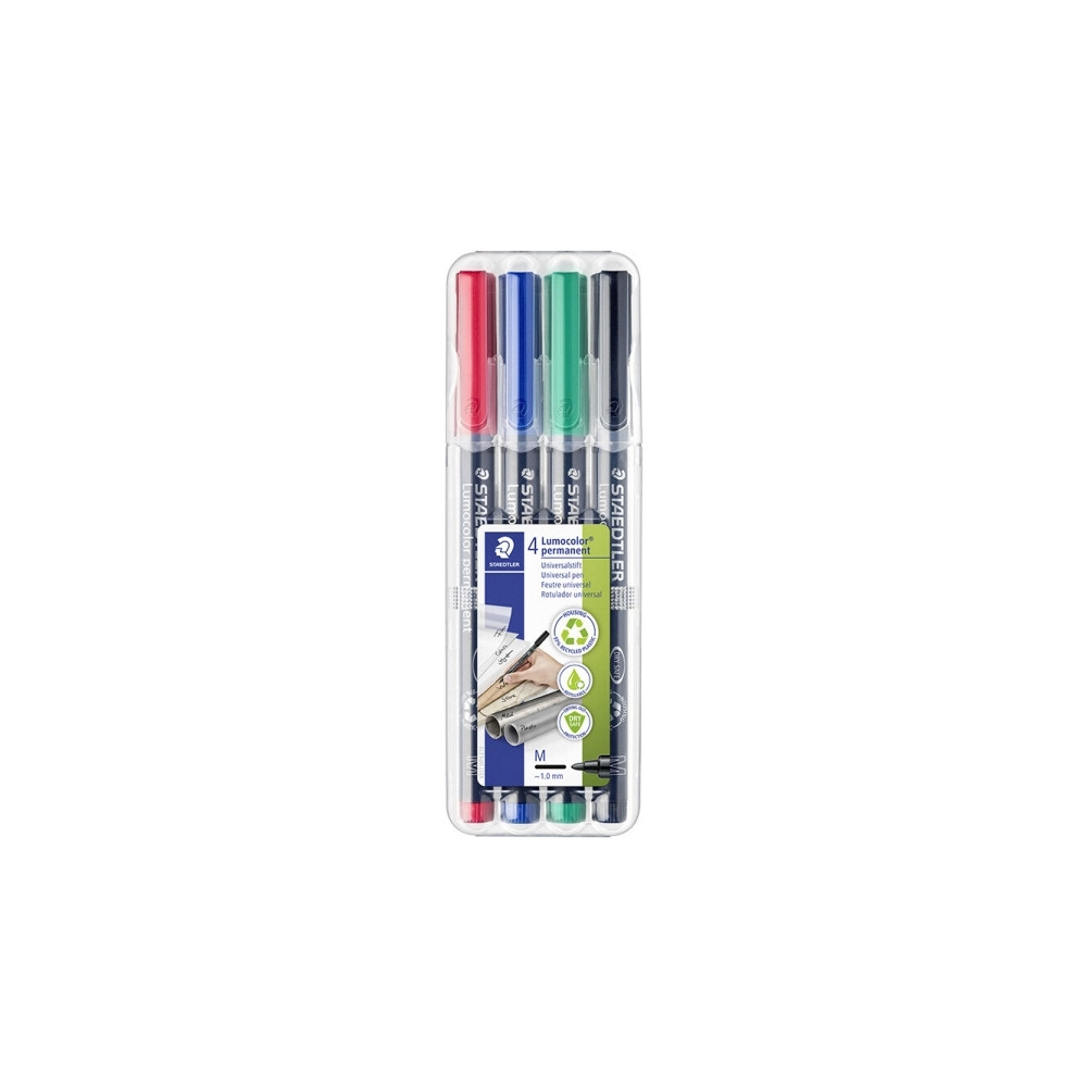 Produktbild för STAEDTLER Lumocolor 317 - markering - svart, röd, blå, grön (paket om 4)