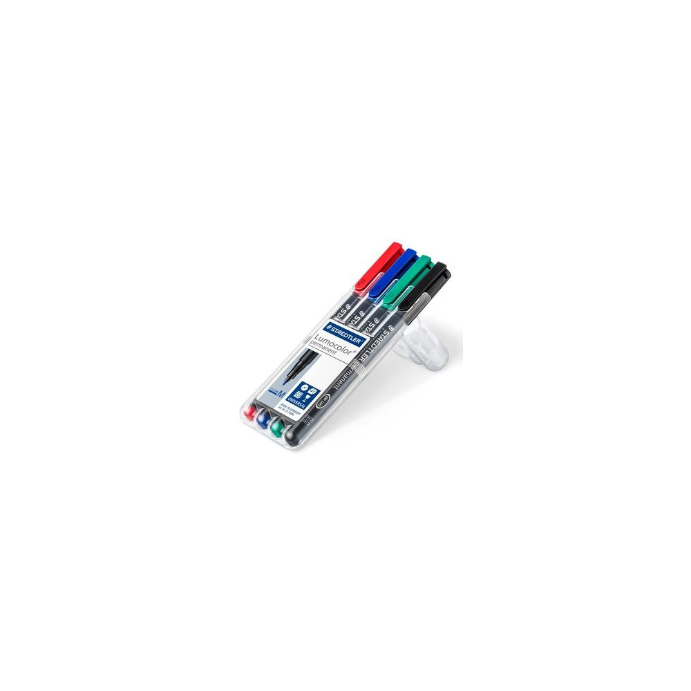 Produktbild för STAEDTLER Lumocolor 317 - markering - svart, röd, blå, grön (paket om 4)