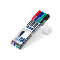 Produktbild för STAEDTLER Lumocolor 317 - markering - svart, röd, blå, grön (paket om 4)