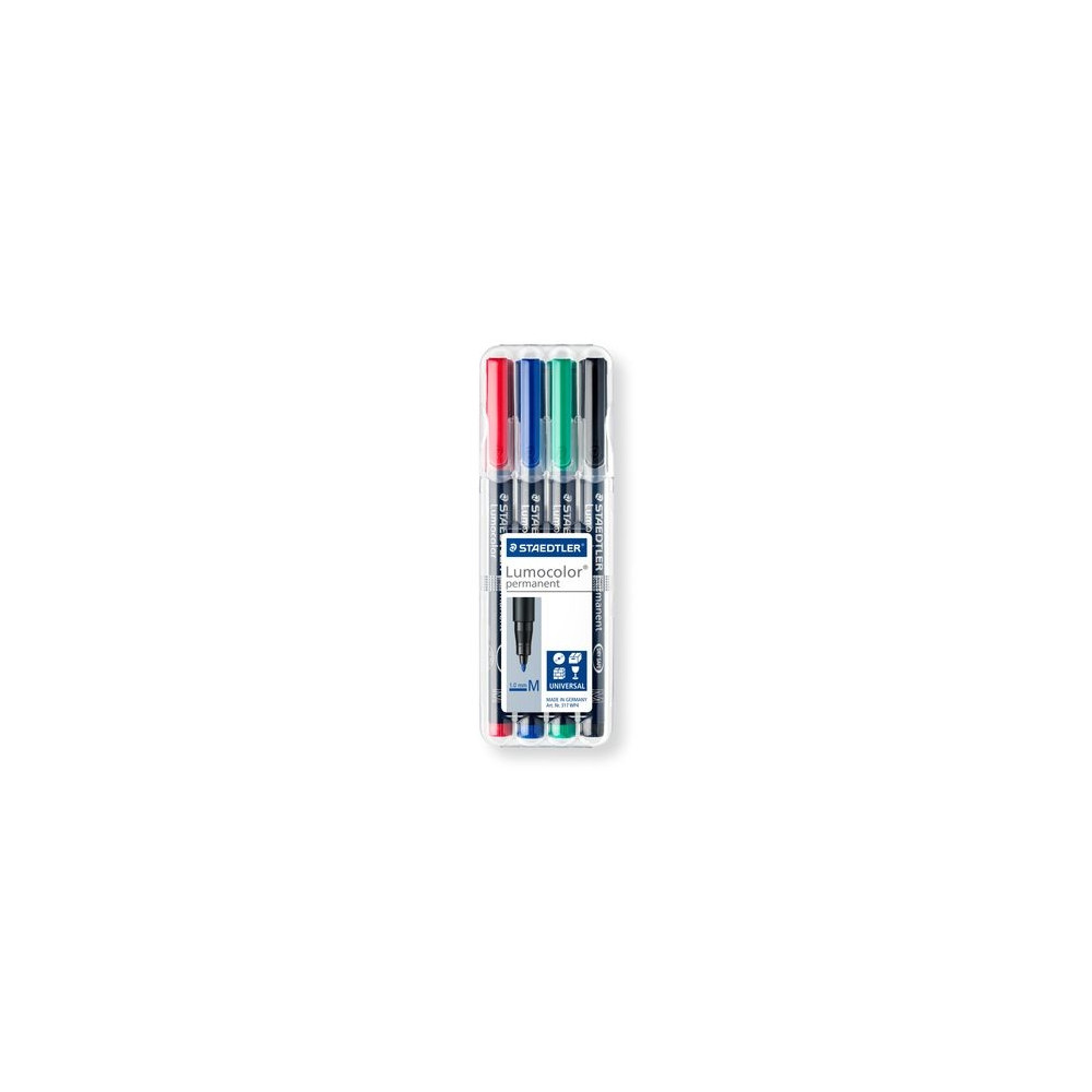 Produktbild för STAEDTLER Lumocolor 317 - markering - svart, röd, blå, grön (paket om 4)