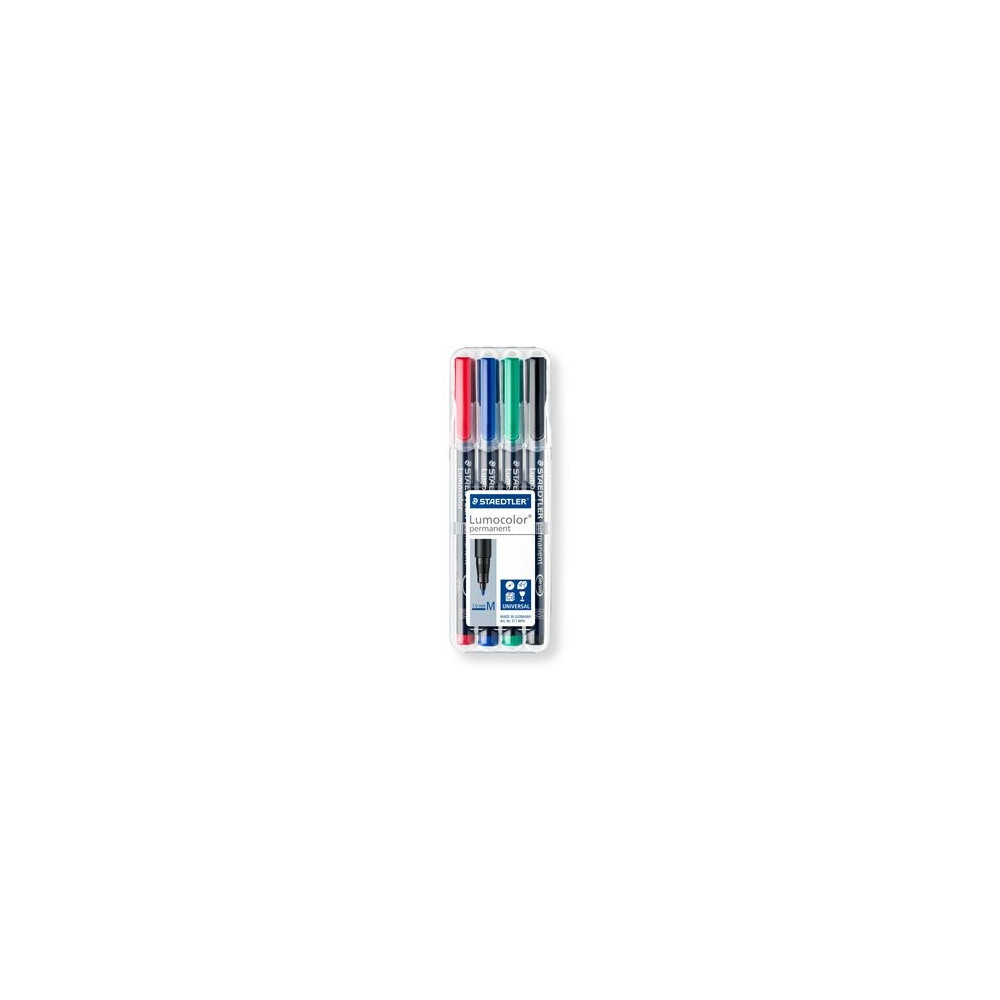 Produktbild för STAEDTLER Lumocolor 317 - markering - svart, röd, blå, grön (paket om 4)