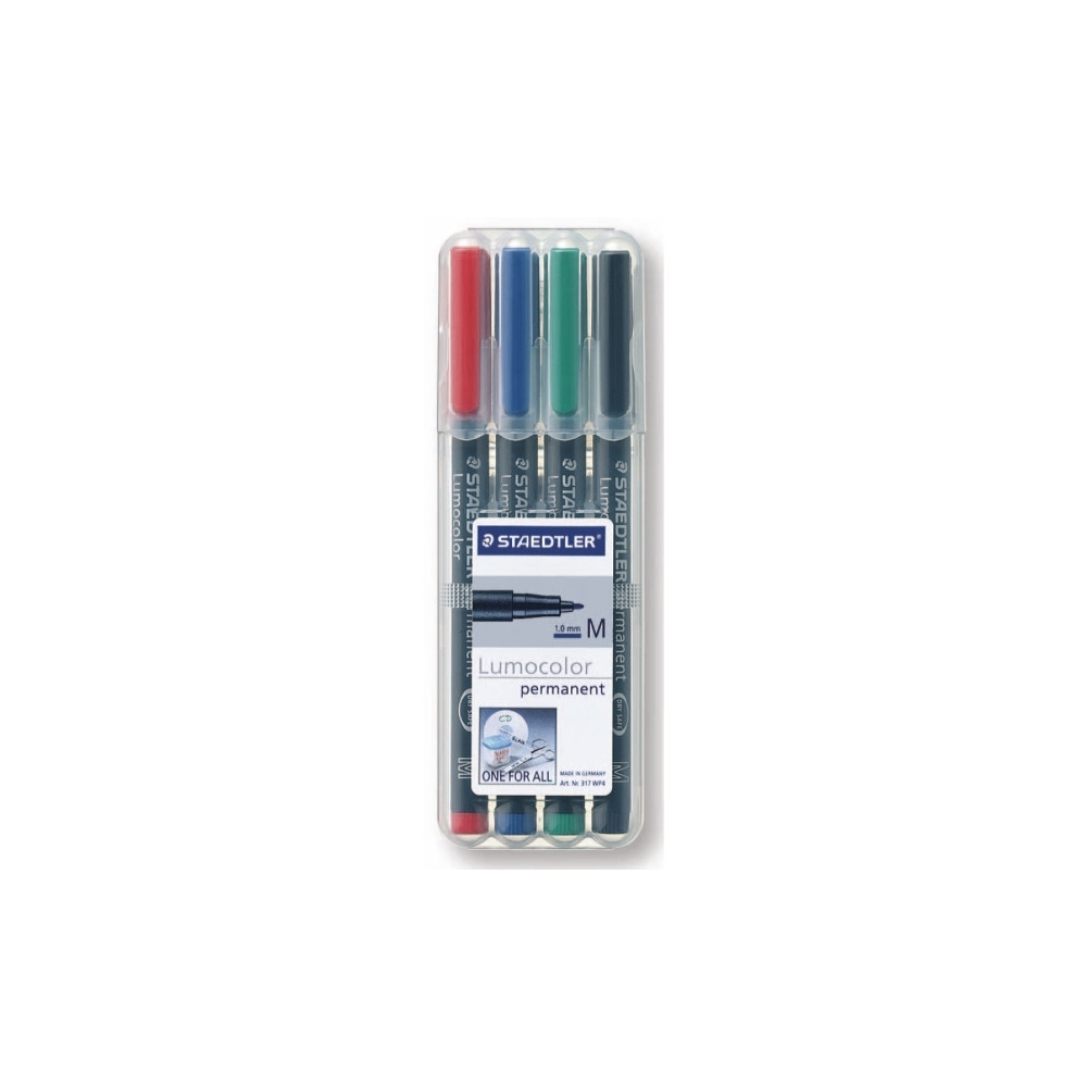 Produktbild för STAEDTLER Lumocolor 317 - markering - svart, röd, blå, grön (paket om 4)