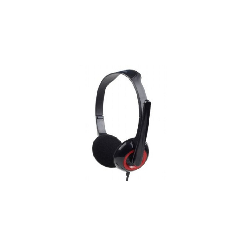Produktbild för Gembird MHS-002 hörlur och headset Kabel Huvudband Samtal/musik Svart, Röd
