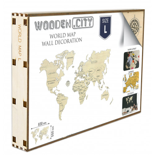 Wooden City WOODEN.CITY World Map L, 29 styck, 14 År, 830 mm, 550 mm, 35...
