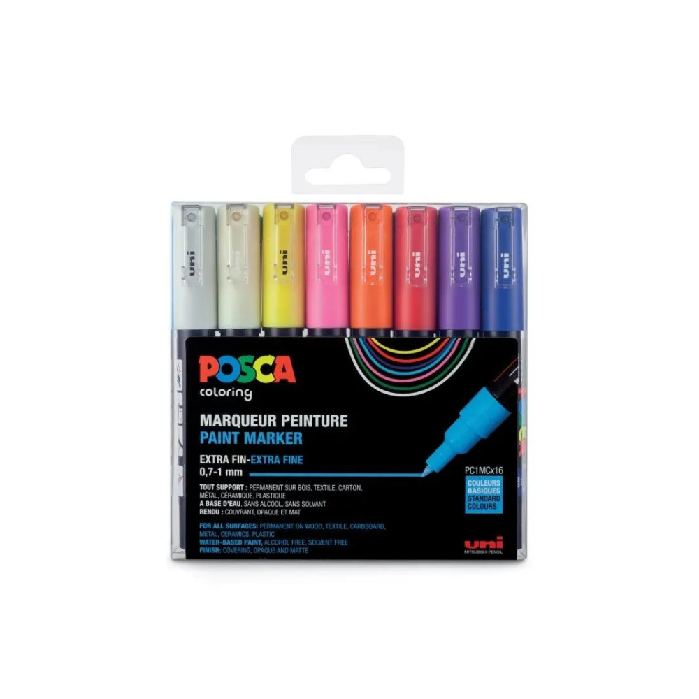 Produktbild för POSCA PC-1M, Multifärg, Multifärg, 16 färger, Extra Fin, 0,7...
