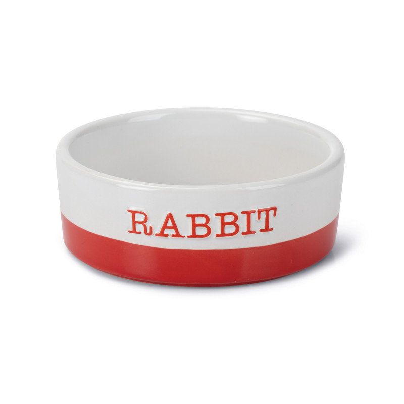 Produktbild för Keramikskål Kanin Vit/Röd Beeztees 12x4,5 cm