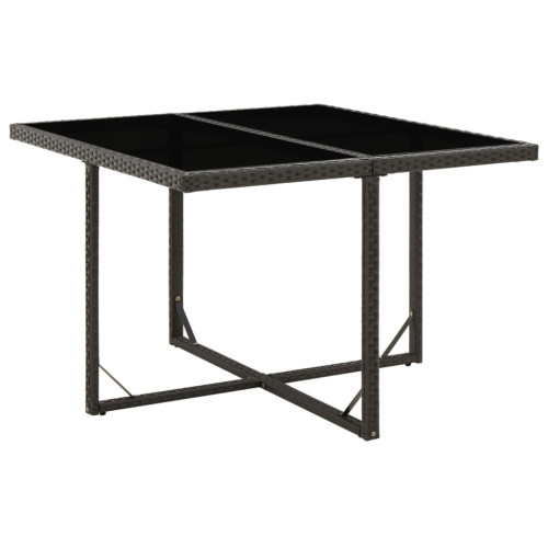 vidaXL Trädgårdsbord svart 109x107x74 cm konstrotting och glas