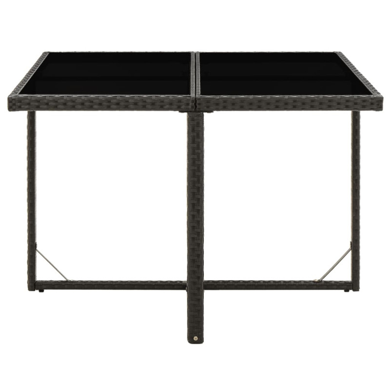 Produktbild för Trädgårdsbord svart 109x107x74 cm konstrotting och glas
