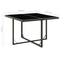 Miniatyr av produktbild för Trädgårdsbord svart 109x107x74 cm konstrotting och glas