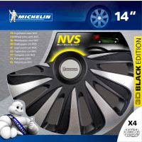 Miniatyr av produktbild för MICHELIN 9121 navkapsel 35,6 cm (14") Akrylnitrilbutadienstyren (ABS) Svart, Silver 4 styck