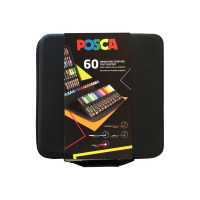 Produktbild för Uni Posca 60 stycken blandade färger (assorterade)  i fodral...