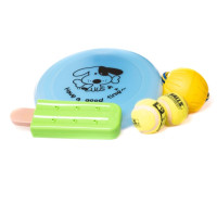 Produktbild för Hundleksaksmix, 4 st (frisbee, boll på snöre, tennisboll, po...