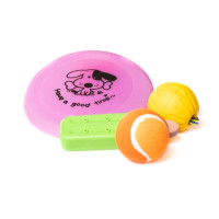 Produktbild för Hundleksaksmix, 4 st (frisbee, boll på snöre, tennisboll, po...