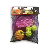 Produktbild för Hundleksaksmix, 4 st (frisbee, boll på snöre, tennisboll, po...