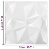 Produktbild för 3D Väggpaneler 48 st 50x50 cm diamant vit 12 m²