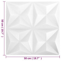 Miniatyr av produktbild för 3D Väggpaneler 48 st 50x50 cm origami vit 12 m²