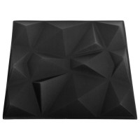 Produktbild för 3D Väggpaneler 24 st 50x50 cm diamant svart 6 m²