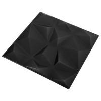 Produktbild för 3D Väggpaneler 48 st 50x50 cm diamant svart 12 m²
