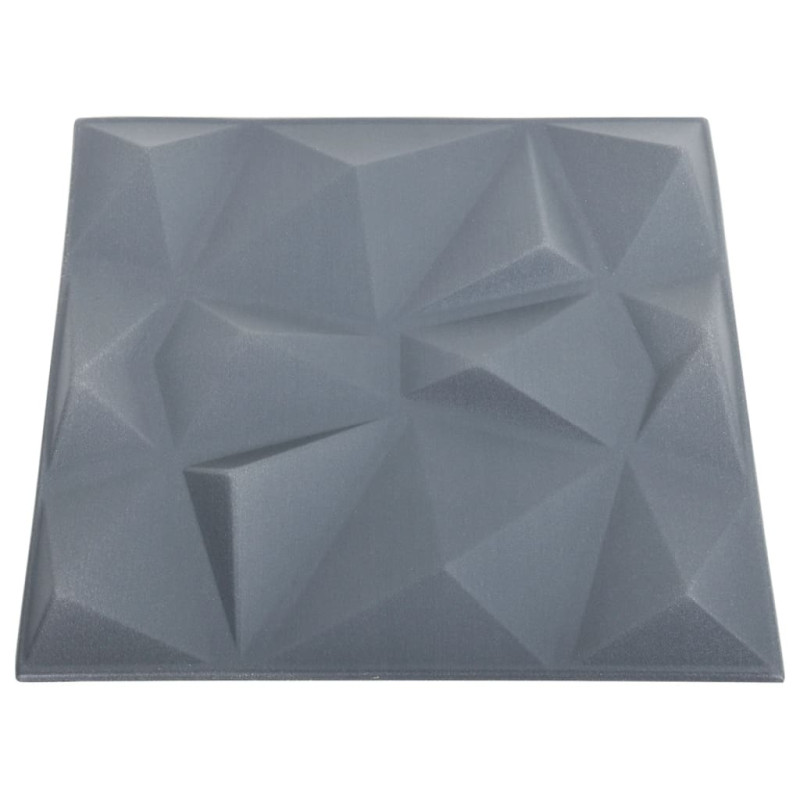Produktbild för 3D-väggpaneler 24 st 50x50 cm diamant grå 6 m²