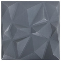 Produktbild för 3D-väggpaneler 24 st 50x50 cm diamant grå 6 m²