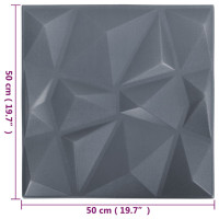 Miniatyr av produktbild för 3D-väggpaneler 24 st 50x50 cm diamant grå 6 m²