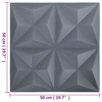 Miniatyr av produktbild för 3D Väggpaneler 24 st 50x50 cm origami grå 6 m²