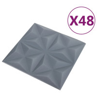 Miniatyr av produktbild för 3D Väggpaneler 48 st 50x50 cm origami grå 12 m²