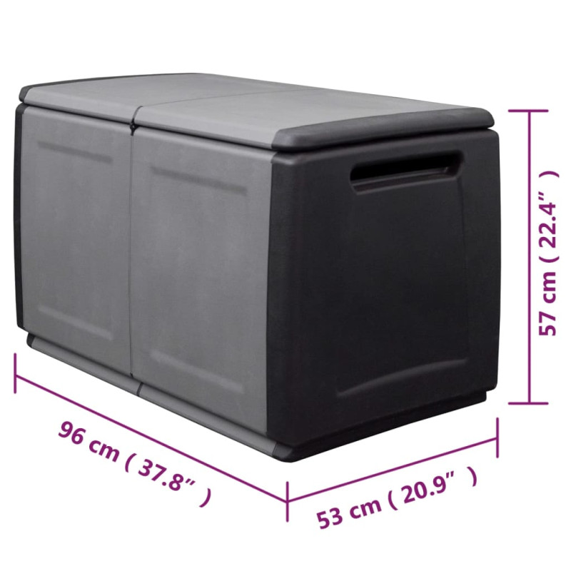 Produktbild för Dynbox 96x53x57 cm 230 L mörkgrå och svart