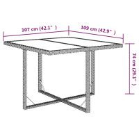 Produktbild för Trädgårdsbord brun 109x107x74 cm konstrotting och glas