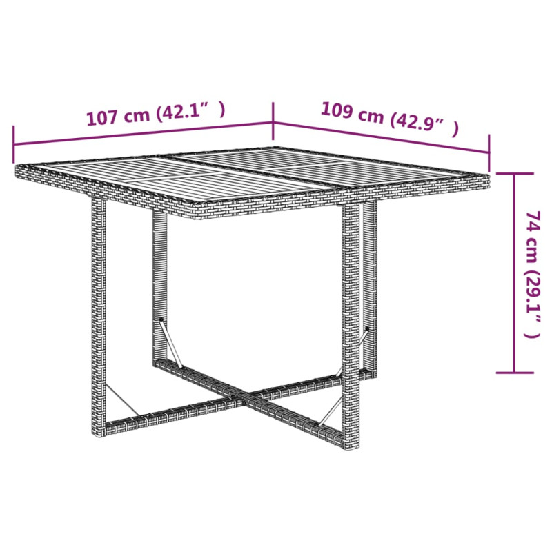 Produktbild för Trädgårdsbord beige 109x107x74 cm konstrotting och akaciaträ
