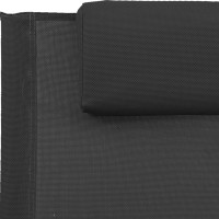 Produktbild för Solsäng med kudde svart stål och textilene svart