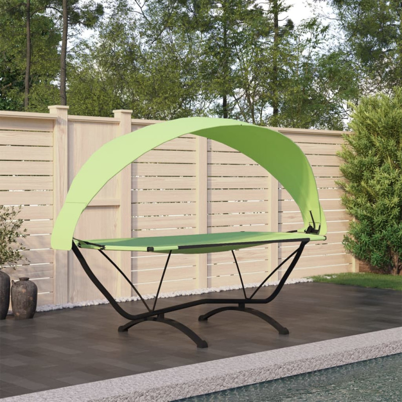 Produktbild för Solsäng med tak grön stål och oxford-tyg