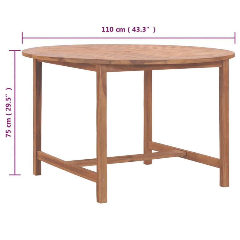 Produktbild för Matbord för trädgården Ø110x75 cm massiv teak