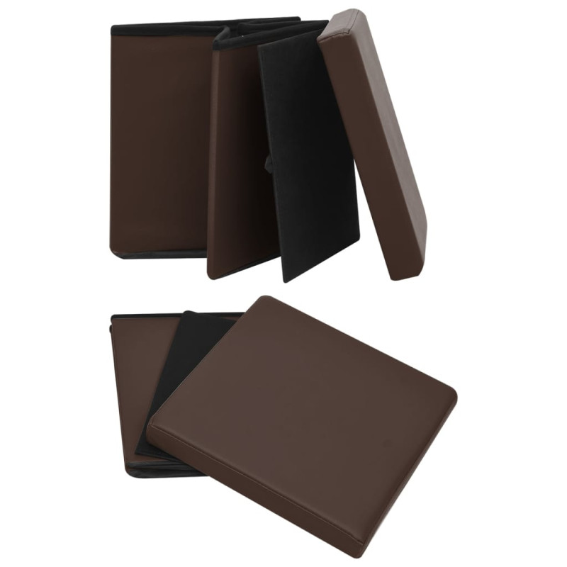 Produktbild för Hopfällbar förvaringspall brun PVC